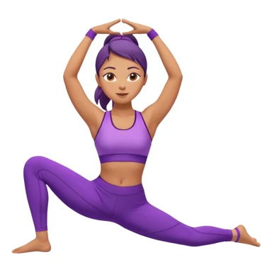 A flexible woman in purple outfit stretching sideways in triangle pose, minimalist background, soft lighting. sticker