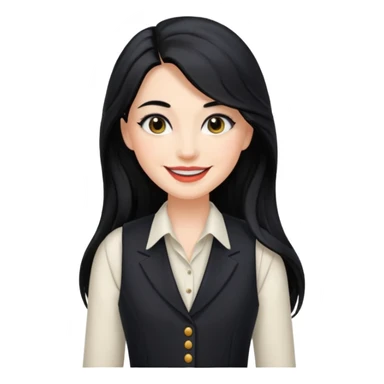 portrait of adult woman, formal vest, makeup, long black hair sticker