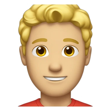 blond guy with red t-shirt sticker