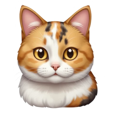 torbie and white cat with small head, hazel eyes, and short but chubby body sticker