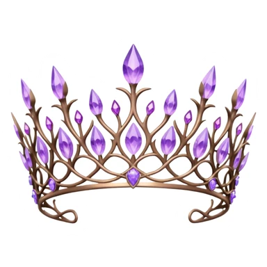 Elvish thorny fae pastel purple Tiara-crown with lilac flowers and amethyst crystals adorning it  sticker