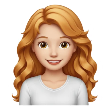 white girl with strawberry blonde long wavy hair, white top  sticker