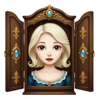 A character from the fairy tale Beauty and the Beast: the lady who was turned into a wardrobe by magic. She retains the wardrobe's original form and has an anthropomorphic face. sticker
