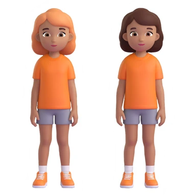 Slightly increase the volume of the upper body of the girl, separate the girl and the boy from each other, and make the skin color the same for both characters. Keep the cartoonish 3D style. sticker