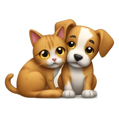 Cat hugging a dog sticker