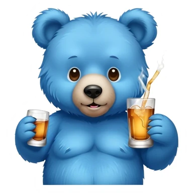 Blue fuzzy bear drinking alcohol sticker
