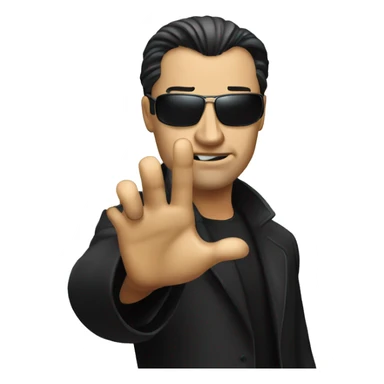Neo from matrix waving with a serious face sticker