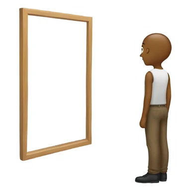 A person standing in front of a mirror sticker
