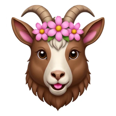 Keçi kafası agzında çicek sticker