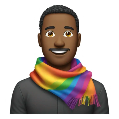 Gay guy wearing a rainbow scarf sticker