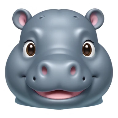 A 3D cartoon hippopotamus half-submerged in water, smiling gently, soft lighting, rounded body and glossy texture, cute Memoji-style look. sticker
