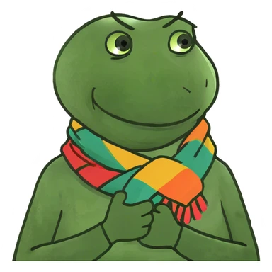 person with arms crossed holding there neck and smiling sticker