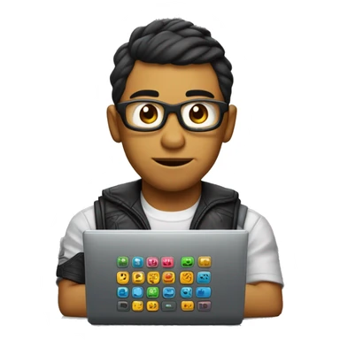 Chico con cabell orizado en una pc gamer sticker