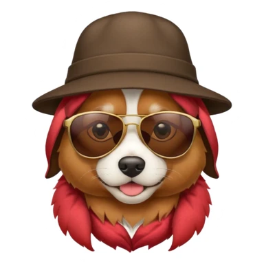 dog with hat and sunglasses sticker