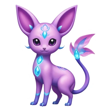 Shiny Sparkly Bioluminescent Glowing Espeon-Lumineon-Skitty-Amaura-Dragonair-Fakémon-hybrid-creature (full body)  sticker