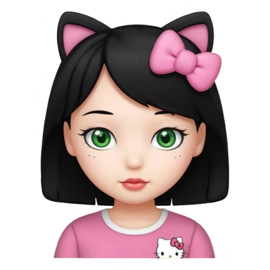 hello kitty girl either black hair and green eyes sticker