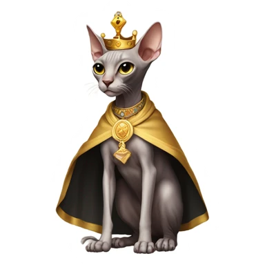 Sphinx cat with kings crown and robe full body sticker