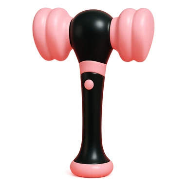 BLACKPINK-inspired gothic lightstick, no hearts, vinyl figure style, glossy and bold, black and pink color scheme sticker