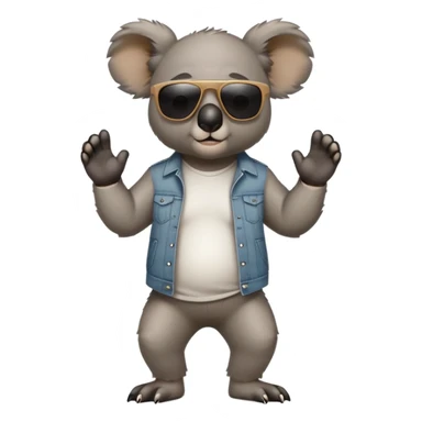 anthropomorphised koala in casual clothing, wearing dark sunglasses, walking upright, looking like a tough guy with a different attitude sticker