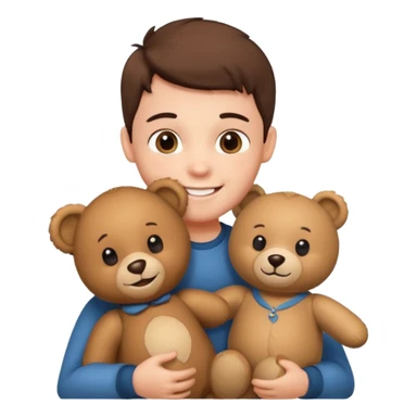 smiling boy with bear sticker