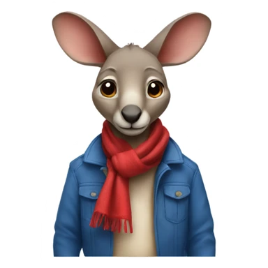 Small kangaroo with a red scarf and blue jacket  sticker