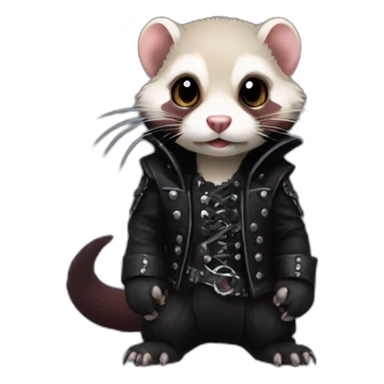 Red ferret wearing black gothic heavy metal clothing sticker