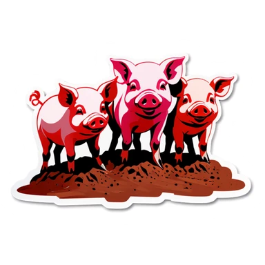 Pigs in dirt sticker