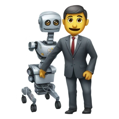 Robot en costume cravate dans un fauteuil roulant sticker