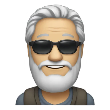 a fifty year old man with long grey hair and a slighty grey beard that wears sunglasses sticker