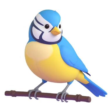 Eurasian blue tit bird with yellow chest and blue head sticker
