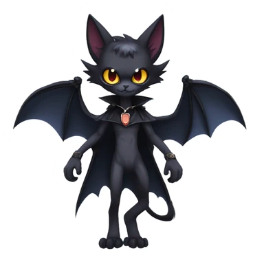  cool edgy anthro dark-themed animal vampiric bat-cat-hybrid Fakemon  with a collar full body sticker