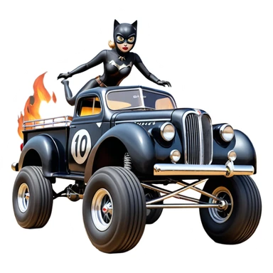 1:10 off-road lcg burning ramp-jumping Basher Wednesday Adam’s CatWoman’s 1954 blackened tarnished hotrod ford jaguar rc pickup (extra wide low-profile pin tires without fenders) sticker