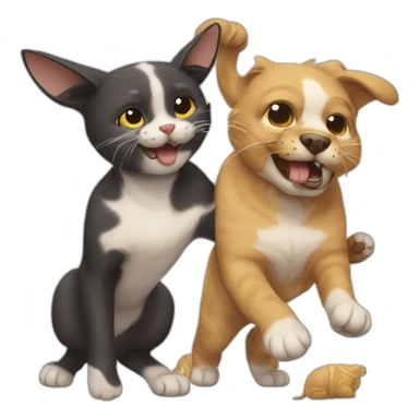 cat battle with two dogs sticker
