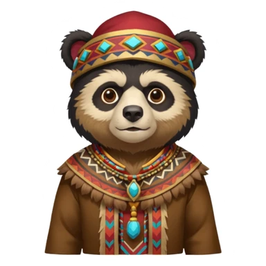 Spectacled bear in Cusco Inca attire with the Manco Capac costume which is with coroca and Inca sticker