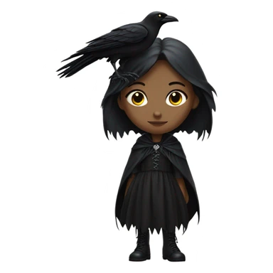 girl in gothic attire with a raven on her shoulder sticker