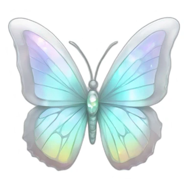Sparkly glossy Pastel white iridescent glass crystal butterfly sticker