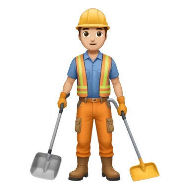 Landscaping company worker, shoveling, full body sticker