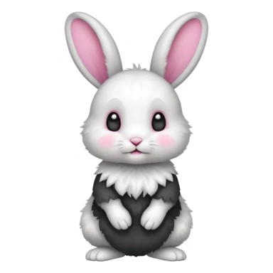 a white and black baby rabbit staying on its lelegs sticker