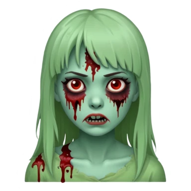 Mulher cabelo de franjinha pele verde zumbi sangrando bonito sticker