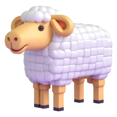 Minecraft sheep made out of square blocks, looks exactly like in the game sticker