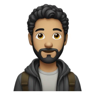 young white artist with black beard with baggy clothes sticker