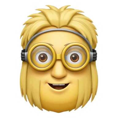 Minion emoji with a round head like normal emojis and a smurk like this emoji but a minion so basically that emoji with the goggles and the hair and not a funny head shape 😏 sticker