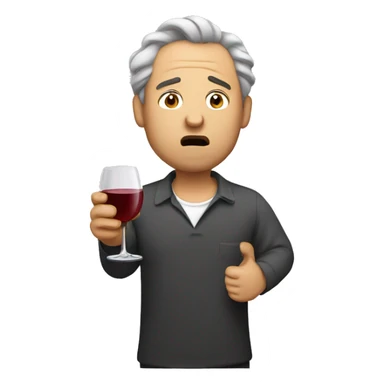 Drunk Man drinking wine eating egg roll sticker