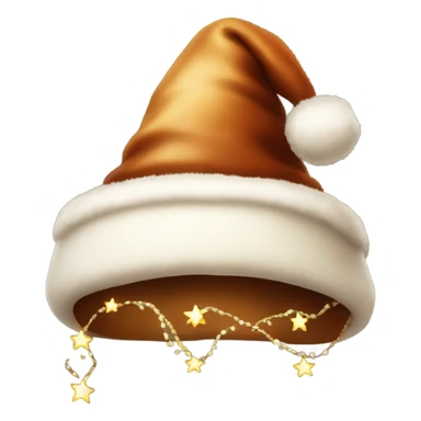brown santa claus hat with shimmering garland sticker