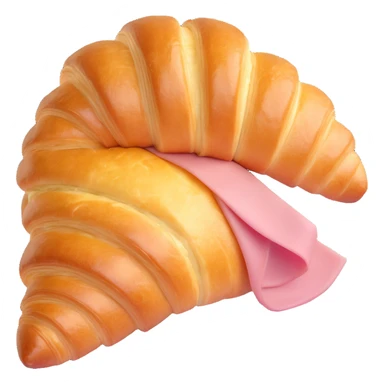appetizing croissant with ham and cheese, stylized, no text sticker