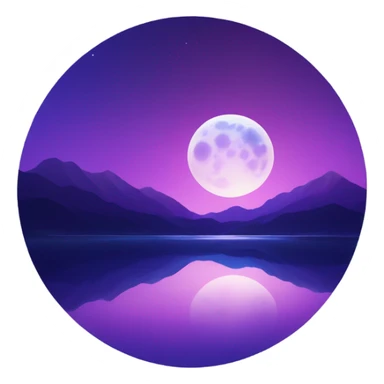 Moon overlooking a lake with a very nice reflection in colours of purple and blue sticker