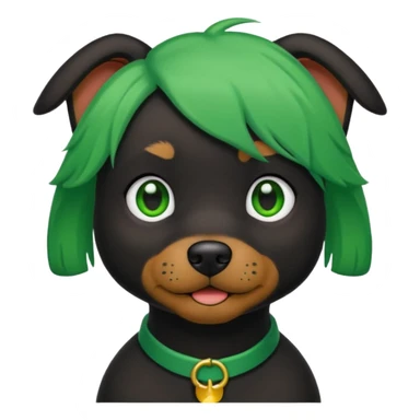 green haired black dog  sticker