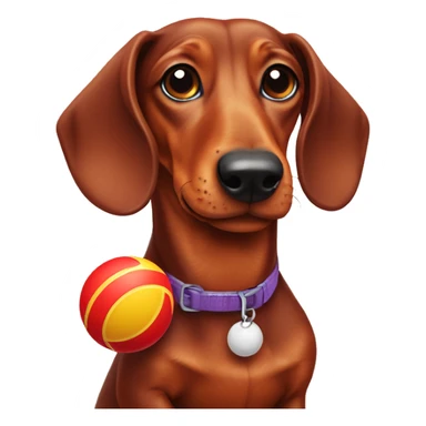 Red Dachshund with a ball toy sticker