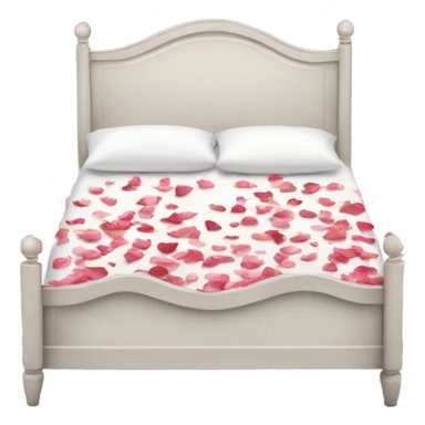 white queen size bed with rose petals sticker