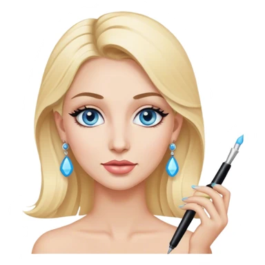 a blonde beautician with blue eyes and long black earrings sticker